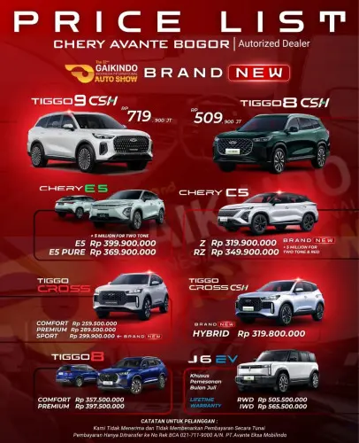 Pricelist Harga Chery kadungora 2025
